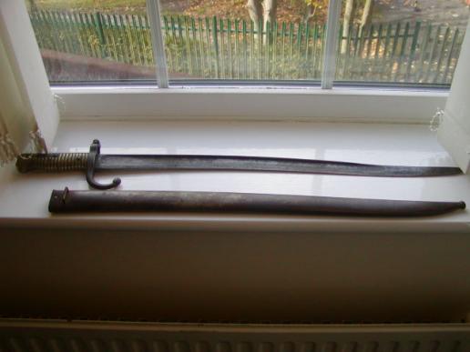 RARE GERMAN MODIFIED FRENCH 1866 CHASSEPOT SWORD BAYONET